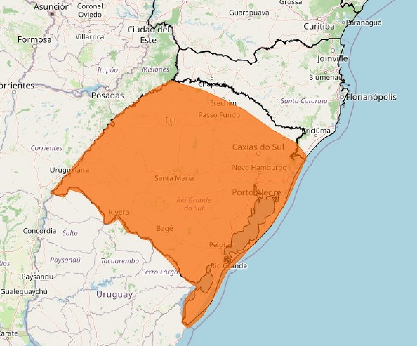 Warnings for 200 mm of rain and strong wind are issued by Inmet for two states