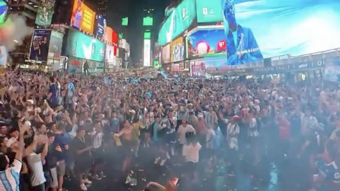 Argentina fans cause 'madness' in Times Square late into the night