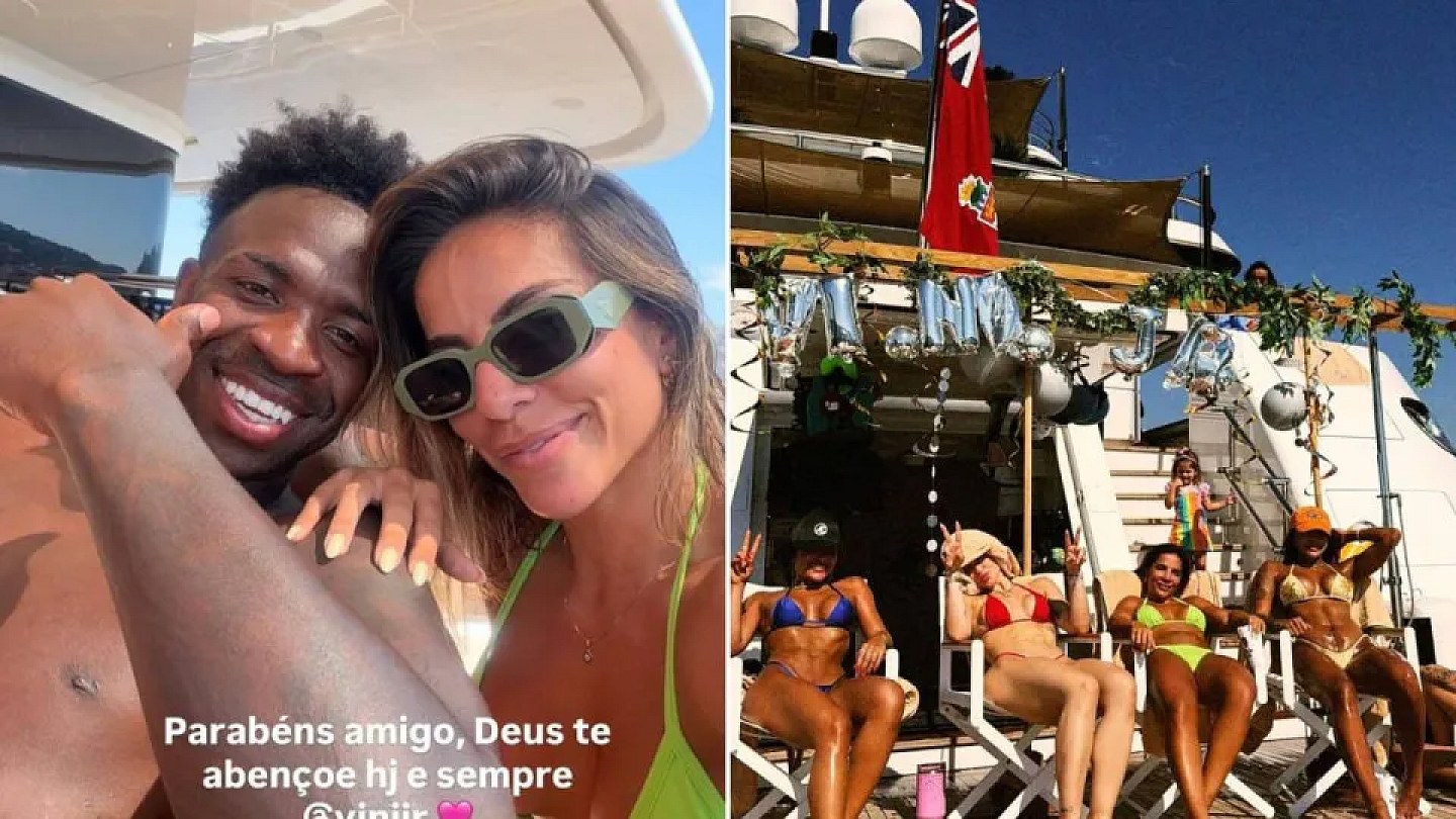 Virginia Fonseca celebrates Vini Jr's birthday on a luxury yacht in Italy